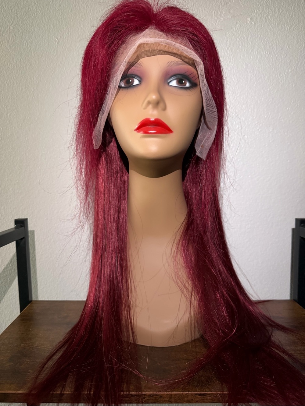 Long Lace Front Wig in Deep Burgundy - Women Hair